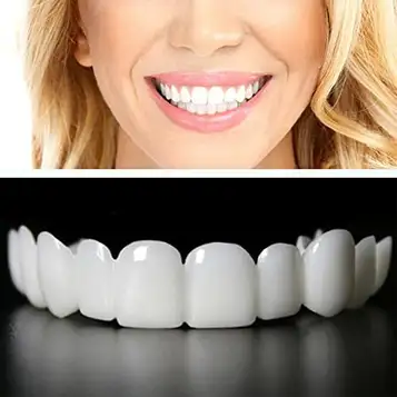 Brigtviee Smile Faner Teeth Temporary Whitening Cosmetic Teeth Kit, Instant Veneers proteser, Snap on Veneers löständer, Snap on proteser, övre och nedre falska tänder faner för män kvinnor,1 pairs