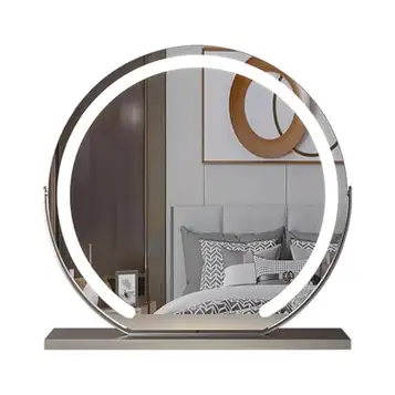 MIDUOLAI Dressing Table Mirror, Vanity Mirror, Shaving Mirrors Free Standing Vanity Mirror With Lights, Light Up Mirror For Dressing Table With Lighting 3 Color Temperature,Silver,40 * 40CM