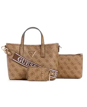 GUESS Latona Tote, Mini Handväska Dam Axelväska, En storlek, Latte logotyp, Talla única