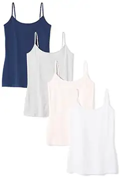 Amazon Essentials Women's Kamisol smal passform, Pack of 4, Ljusrosa/Marinblå/Vit, XL