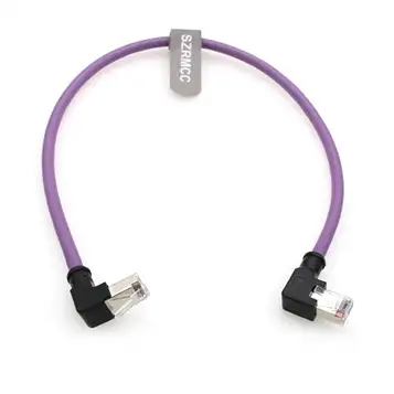 SZRMCC Cat6 Ethernet-kabel vänster till ner RJ45 patch LAN-nätverk gigabit hög flex internetkabel för PC, roouter, profinet, servomotor (lila, 2 m)