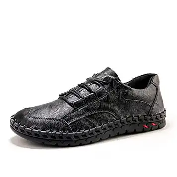 GBNYTT Oxford-skor män vardagliga skor för män handgjorda Oxford-skor vardagsskor för män lädersneakers Oxford, Schwarz, 45 EU