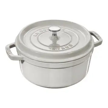 Staub La Cocotte Gryta 26 cm / 5,25 l, Rund, White Truffle, Gjutjärn