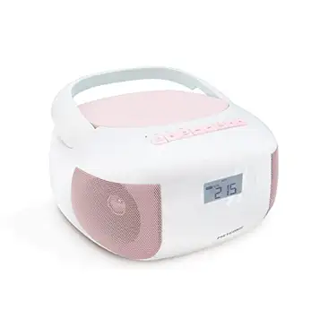 Metronic Eden Bluetooth bärbar CD-spelare, MP3 med USB-port, micro SD-kortspelare, CD-radiostation rosa 477185