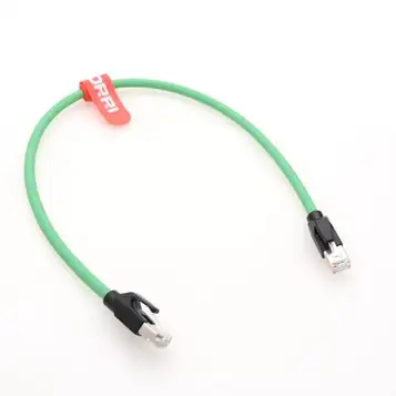 DRRI RJ45 patchkabel dubbel sköld flätad Cat6 UTP Gigabit hög flexibel profinet servo Ethernet-kabel för industriella brytare (rak RJ45, grön, 1 m)