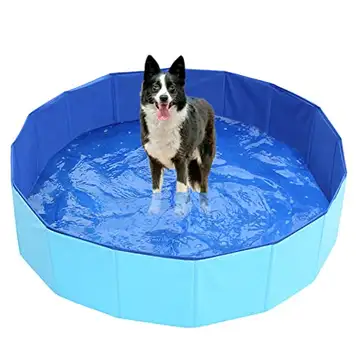 OUFU Hundpool, vikbar kiddie pool fällbara husdjurspooler för medelstora hundar, resistent PVC badkar och utomhusläcksäker pool för hundkatter och barn