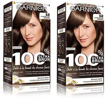 Garnier 100% ultrabrun färg 5,0 den ljusa kastanjkänslan set med 2 st