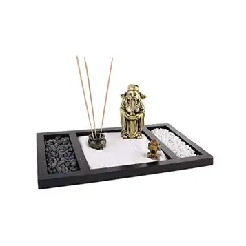 lachineuse Zen Garden God of Fortune asiatisk rökelsehållare Zen dekoration trädgård med sand asiatisk atmosfär för hem och kontor Gud Caishen Japan presentidé Asien dekor