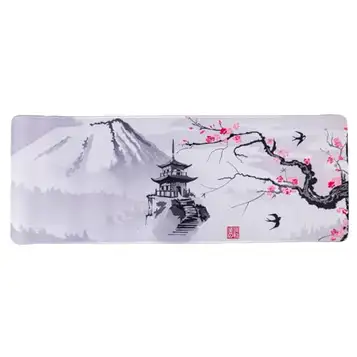 lachineuse XXL musmatta – japanska körsbärsträd – Fuji-Pagoda & Mount – 800 x 300 x 3 mm – Japansk dekoration – halkfri och vattentät – deco kontor – presentidé Japan Asien