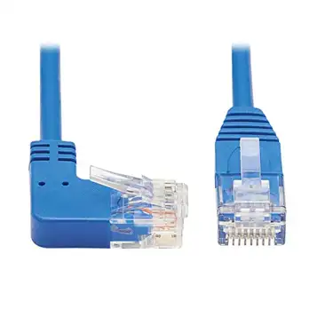 Eaton Tripp Lite Höger vinkel Cat6 Ethernet-kabel, gigabit-formad smal UTP-nätverkskabel, blå, 7,8 ft (N204-S07-BL-RA)