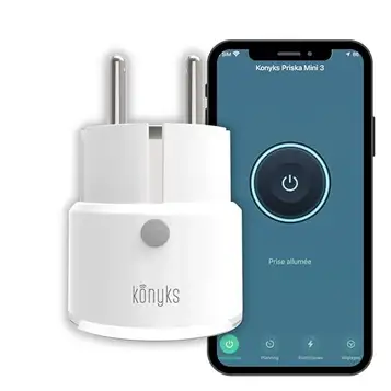 Konyks Priska Mini 3 FR smart kontakt WiFi + BT, avancerade funktioner V3, 10A, förbrukningsmätare, Alexa och Google Home & Tuya vit/transparent