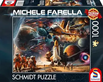 Schmidt Spiele 58539 Fascination Rymd, resa i fjärran galax, Michele Farella, 1000 bitar pussel, flerfärgad