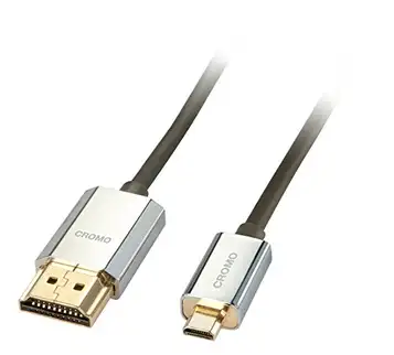 LINDY 41678  41678"CROMO" Slim HDMI High Speed A/D-kabel 4,5 m med Ethernet silver/guld