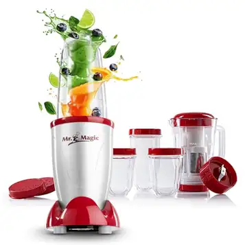 GOURMETmaxx Mr. Magic Mixer   Smoothie Maker med XXL-tillbehörspaket   Blender 18 st.   Blender med läckagesäkra plastlock   Matprocessor för shakes, smoothies etc.