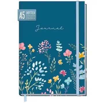 Häfft paper&you® Bullet journal prickad A5 med gummiband "Happy Flower" 156 sidor, anteckningsbok prickad, dagbok – hållbar och klimatvänlig