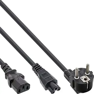 InLine 16653D nätkabel Y-kabel, 1 x skyddskontakt till kall- och laptopkontakt, 2 m