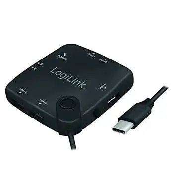 LogiLink UA0344 – OTG (On-The-Go) multifunktionell HUB (USB Type-C™) och kortläsare för SD/micro-SD/M2/MS (Duo/Pro) minneskort, lämpliga för Android-smartphones och surfplattor med OTG/MacBook