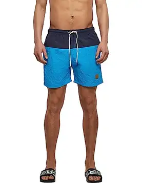 Urban Classics herr Badbyxor Block swim shorts, marinblå/turkos, L