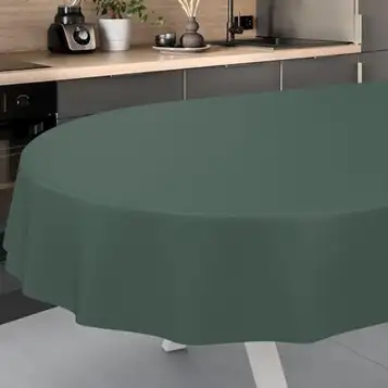 ANRO Vaxduk bordsduk tvättbar vaxduk vaxduk trädgårdsduk utomhus inomhus oval 160 x 140 cm skärkant grangrön