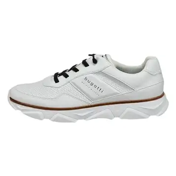 bugatti herr Sportiga sneakers med memory foam, elastiska snören, Vit, 41 EU