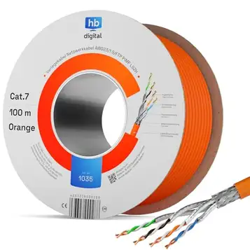 HB-DIGITAL 100m Cat. 7 nätverkskabel LAN installationskabel koppar S / FTP PIMF LSZH halogenfri orange RoHS-kompatibel kat. 7 Cat7 AWG 23/1