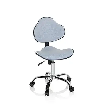 hjh OFFICE 634132 Snurrstol KIDDY GTI-3 Ergonomisk kontorsstol för barn för barn, Aktivt sittande: ryggstödsvippfunktion, Sitsklädsel i slitstarkt tyg, Innovativ design på skålad sits