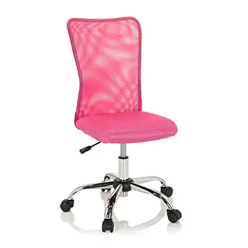 hjh OFFICE 691017 Snurrstol för barn KIDDY NET I Rosa, Ergonomiskt ryggstöd, Designkontorsstol som växer med barnet, Klädsel av luftkonditionerat meshtyg