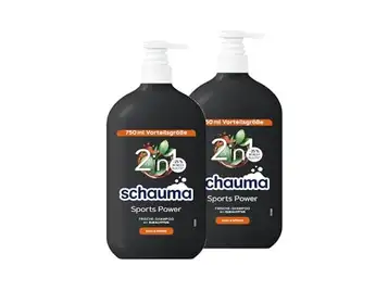 Schauma Schwarzkopf for Men Sports Power Shampoo (2x 750 ml) stärkande schampo, 2-i-1-formel för tvätt av hår och kropp, upplev färskhet kick med karnitin-T & protein