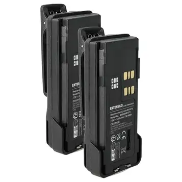 EXTENSILO 2 x batteri kompatibelt med Motorola XIR P6620, XIR P6600, DP4801e radio (3400 mAh, 7,2 V, Li-Ion) + klämma