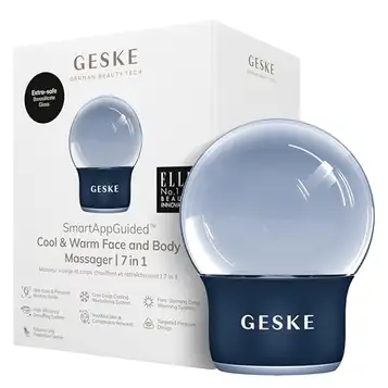 GESKE SmartAppGuided™ Cool & Warm Face & Body Massager   7 in 1   Multifunktionell massager   Ansikte & kropp   Batterifri kylning & värmning   Ger huden spänst och fasthet   Globformad design