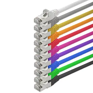 1aTTack.de 10 x 15 m CAT.5e SFTP LAN nätverkskabel CAT.5 CAT5 Ethernet patchkabel, kompatibel med CAT6/CAT6a/CAT7-10 färg