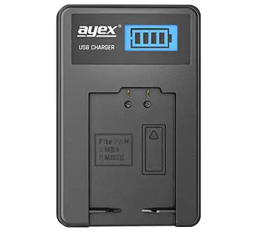 ayex USB-laddare kompatibel med Panasonic DMW-BMB9E batterier för zB DMC-FZ1000 DMC-FZ150 DMC-FZ70 DMC-FZ72 DMC-FZ60 laddar via USB-C t.ex. till bärbar dator och powerbank med