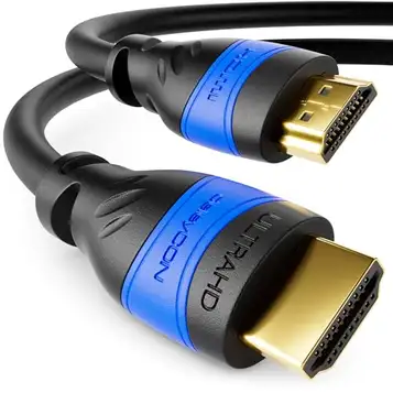 deleyCON 4m HDMI-Kabel 2.0a/b High Speed med Ethernet UHD 2160p 4K@60Hz 4:4:4 HDR HDCP 2.2 ARC CEC Ethernet 18Gbps 3D Full HD 1080p Dolby Svart