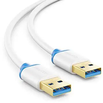 deleyCON 2m USB 3.0 Super Speed-Kabel USB A-Kontakt till USB A-Kontakt Överföringshastigheter upp till 5 Gbit/s Vit/Blå