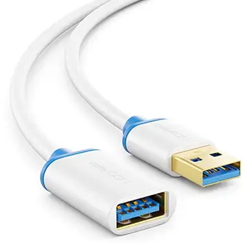 deleyCON 3,0m USB 3.0 Super Speed Förlängningskabel USB A Hane till USB A Hona USB 3.0 Super Speed-Teknik upp till 5 Gbit/s Vit/Blå