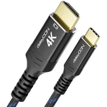 deleyCON 1,5m 4K USB-C till HDMI-Kabel för Monitor/TV/Projektor Adapter (4K@60Hz) Gjord av Aluminium, Thunderbolt 3/4, för iPhone 16,15 Pro Max, MacBook, iPad Pro/Air, Galaxy S24 S23, Surfplatta