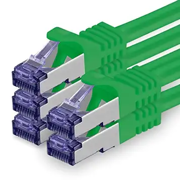 1aTTack.de Cat.7 nätverkskabel 0,5m grön 5 delar Cat7 patchkabel (SFTP/PIMF/LSZH) rå kabel 10 Gb/s med Rj 45-kontakt Cat.6a 5 x 0,5 meter grön