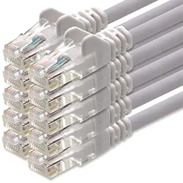 1aTTack.de nätverkskabel Cat.6 vit 10x 5m (set) CAT6 Ethernet-kabel LAN-kabel 1000 Mbits (PoE) patchkabel