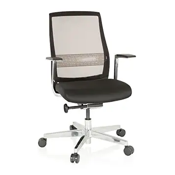 hjh OFFICE 657661 Kontorsstol FOUNTAINE PRO Svart Snurrstol ergonomisk, självläkande nätryggstöd