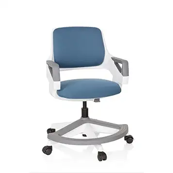 hjh OFFICE 640500 Snurrstol för barn KID FLEX Barn och ungdomsstol som växer med barnet, Praktiska fotstöd justerbara i höjdled, halvrunda, Snyggt, inställbart ergonomiskt ryggstöd