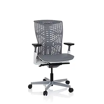 hjh OFFICE 640511 Professionell kontorsstol SKOPE TPE grå/vit ergonomisk skrivbordsstol, flexibelt ryggstöd, justerbart sittdjup och armstöd