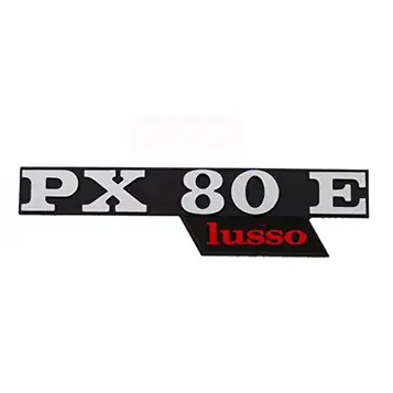 RMS Emblem/text "PX 80 E lusso " sidohållare för Vespa PX 80 Lusso 2 pins 130 x 33 mm hålavstånd 105 mn