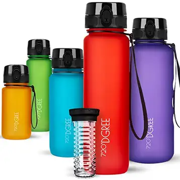 720°DGREE Vattenflaska "uberBottle" + fruktinfusion 350 ml, 500 ml, 650 ml, 1 l, 1,5 l BPA-fri Tritan, läckagesäker, återanvändbar sport dricksflaska för barn, gym, fitness, utomhus, cykling, skola Röd 23 Vattenmelon Röd   Softtouch 1000ml