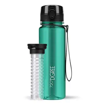 720°DGREE Vattenflaska "uberBottle" + fruktinfusion – 350 ml, 500 ml, 650 ml, 1 l, 1,5 l – BPA-fri Tritan, läckagesäker, återanvändbar – flaska för sport, gym, fitness, barn, cykel, resor, skola, kontor 04 smaragdgrön   kristallklar 500ml