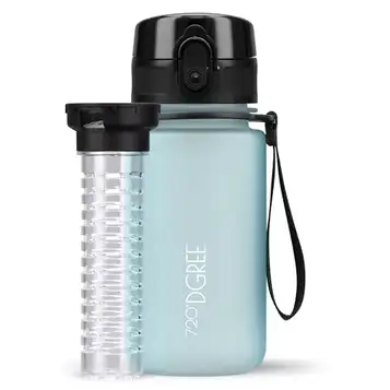 720°DGREE Vattenflaska "uberBottle" + fruktinfusion 350 ml, 500 ml, 650 ml, 1 l, 1,5 l BPA-fri Tritan, läckagesäker, återanvändbar sport dricksflaska för barn, gym, fitness, utomhus, cykling, skola 12 isblå   Softtouch 350ml