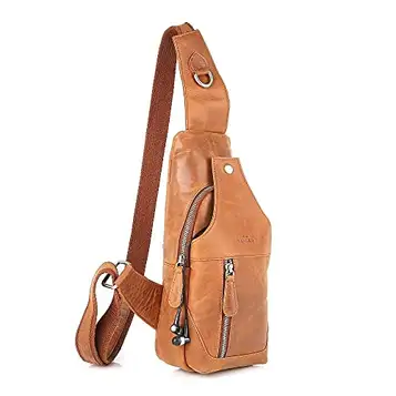 Marco VENEZIA Danny axelväska crossbody-bag vintage handväska herr 14 x 32 x 9 cm bröstficka för män konjak