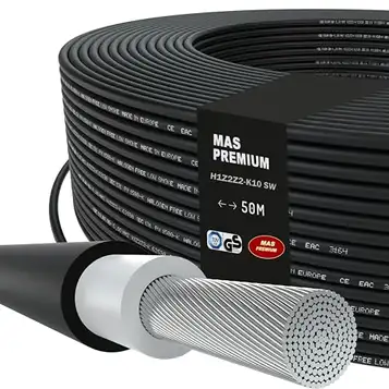 MAS Premium solkabel H1Z2Z2-K 4, 6, 10 mm² 5–200 m solcellsledning, TÜV-2 halogenfri, dubbelisolerad, fri rörlig eller fast installation i solcellsanläggningar (H1Z2Z2-K 10, svart, 50 m)