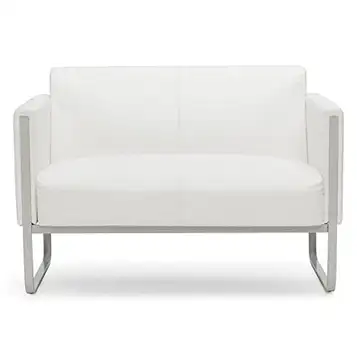 hjh OFFICE loungesoffa 2-sitsig ARUBA konstläder stoppad soffa modern med metallram, 111 x 78 x 71 cm, vit