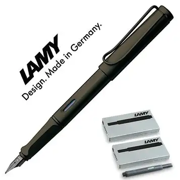 Lamy Reservoarpenna safari umbra matt, fjäder: F (med svarta patroner, umbra F)