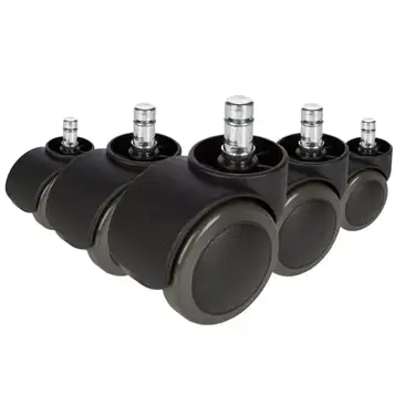 hjh OFFICE 619026 Stol på hjul Svart 5x ROLO No-Noise 11mm/50mm Hårda golv 5-pack, No noise-teknik, Högkvalitativa dubbla hjul för hårda golv, Ljudlös och skonsam för golvet